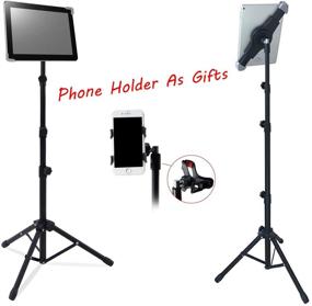 img 2 attached to 📱 T-SIGN iPad Tripod Stand for 7 to 12 Inch Tablets - Foldable, Height Adjustable, 360 Rotating, Reinforced Mount - Includes Carrying Case, Phone Holder & Bluetooth Remote Control