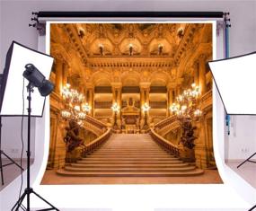 img 2 attached to 🏰 Leowefowa 10x10ft Luxurious Palace Backdrop: European Golden Castle Interior for Photography with Chandelier and Staircase - Perfect Studio Props for Wedding Ceremony and Romantic Photoshoots