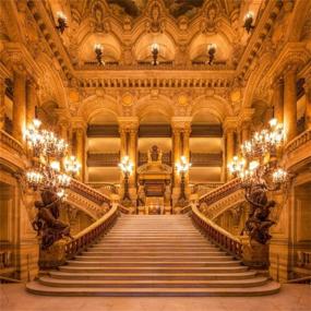 img 4 attached to 🏰 Leowefowa 10x10ft Luxurious Palace Backdrop: European Golden Castle Interior for Photography with Chandelier and Staircase - Perfect Studio Props for Wedding Ceremony and Romantic Photoshoots