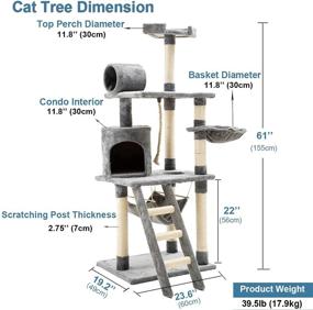 img 3 attached to 🐱 Togake Cat Tree Cat Tower 61’’: Interactive Multi-Level Cat Condo with Scratch Post, Hammock, and Climbing Stand - Ideal Indoor Cat Furniture for Playful Kittens and Active Cats