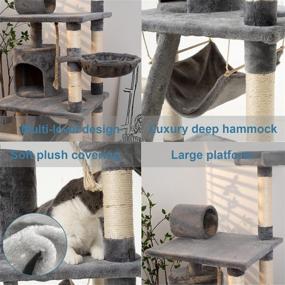 img 1 attached to 🐱 Togake Cat Tree Cat Tower 61’’: Interactive Multi-Level Cat Condo with Scratch Post, Hammock, and Climbing Stand - Ideal Indoor Cat Furniture for Playful Kittens and Active Cats