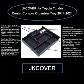 img 1 attached to Улучшите организацию центральной консоли вашего Tundra с лотком JKCOVER - Коробка для подлокотника из ABS черного цвета с красными вставками.