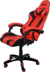 img 1 attached to 🪑 DK709 Drakon Gaming Chair - Ergonomic Racing Style PU Leather Seat, Headrest with Folding Foot/Leg Rest (Red - Footrest Excluded)