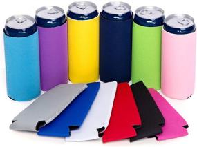 img 4 attached to 🍺 12-Pack Slim Can Coolers, 12 oz Plain Collapsible Soda Cover Coolies in Bulk - DIY Personalized Sublimation Sleeves for Weddings, Bachelorette Parties
