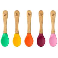 bamboo bamboo baby feeding spoons: soft curved silicone tips for toddlers and infants (pack of 5, blue-free) логотип