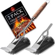 🔥 poligo 2 pack safe grill brush and scraper set - heavy duty stainless steel bbq cleaning kit with extra brush head - woven wire bristle grilling cleaner accessories for gas, charcoal, grill grates logo