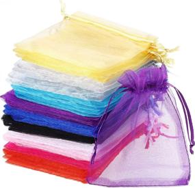 img 4 attached to 🎉 Mudder 50-Pack Multicolor Organza Gift Bags for Weddings and Parties - 4x4.72 Inches