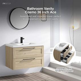 img 3 attached to 🚿 Flairwood Decor Bathroom Vanity Cosmo 36 Inch Ace with Wall Mounted Cabinet: 2 Spacious Metal Drawers & White Countertop Integrated Sink - Assembled Vanity for Stylish Bathrooms