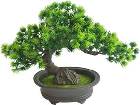 img 3 attached to 🌲 Bonsai Pine Tree: Artificial Faux Potted Plant for Home Decoration & Desktop Display - Plastic Bonsai Tree for House Plants