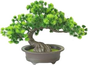 img 4 attached to 🌲 Bonsai Pine Tree: Artificial Faux Potted Plant for Home Decoration & Desktop Display - Plastic Bonsai Tree for House Plants