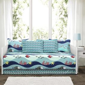 img 4 attached to Lush Decor Sea Life 6 Piece Daybed Cover Set in Blue - Lush Décor