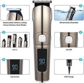 img 3 attached to 💈 K Cordless Hair Clippers for Men Professional: Beard Nose Hair Trimmer & Grooming Kit with LED Display - Perfect Hair Cutting Tool & Gift for Men/Dad/Husband/Boyfriend/Brother/Kid