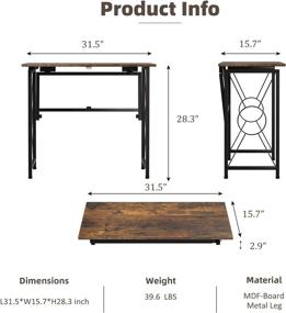 img 3 attached to 🖥️ XBurmo Small Computer Desk 31.5", Foldable Desk for Home Office Study, Metal Frame, Modern Simple Laptop Table, No Assembly Required, Industrial Style, Burned Brown