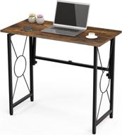 🖥️ xburmo small computer desk 31.5", foldable desk for home office study, metal frame, modern simple laptop table, no assembly required, industrial style, burned brown logo