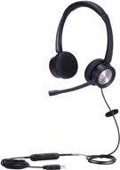 noise cancelling usb headset with microphone - binaural computer headphone for office business, call center, pc softphone calls - microsoft teams, skype chat - clear voice for voice recognition - comfortable logo