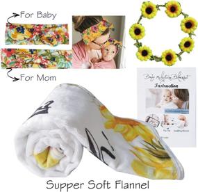 img 3 attached to 🌻 Yoothy Sunflower Baby Monthly Milestone Blanket for Girls, Floral Newborns Month Blanket Perfect Gift for Baby Shower, Soft Plush Photo Prop Blanket, Includes Wreath & Headband, Size: 51''x40''