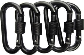 img 3 attached to 🔒 LBL-DKEQE-2909 LeBeila Carabiner Aluminum Screw Locking Spring Clip Hook D-Shaped Keychain Buckle for Camping, Hiking, Fishing in Black