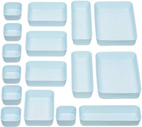 img 4 attached to 🔵 Compact and Versatile JARLINK 16 Pack Organizer Bins for Bathroom, Makeup, Bedroom, Kitchen, Office, Craft - Blue