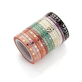 img 3 attached to AGU Foil Gold Washi Tape Set of 16 - Skinny DIY Japanese Masking Tape Supplies