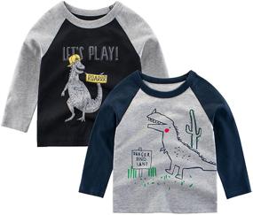 img 2 attached to ROWEY 2 Pack Dinosaur T Shirt Toddler Boys' Clothing