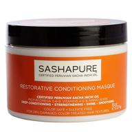 🌟 sashapure restorative conditioning masque with sacha inchi oil - color safe, sulfate-free, strengthening, shine, smoothing hair mask, 8 oz: a review of this effective hair treatment logo