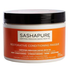 img 4 attached to 🌟 SASHAPURE Restorative Conditioning Masque with Sacha Inchi Oil - Color Safe, Sulfate-Free, Strengthening, Shine, Smoothing Hair Mask, 8 oz: A Review of this Effective Hair Treatment