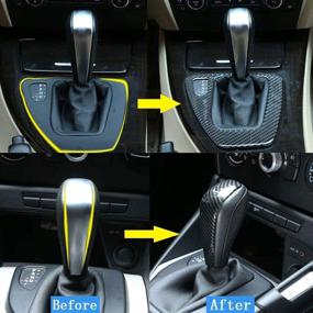 img 3 attached to 🚗 Eiseng Car Carbon Fiber Gear Shift Box Control Panel Frame Cover Trim and Gear Shift Knob Head Trim for 3 Series E90 E92 E93 2006-2011 - High Quality Carbon Fiber Accessories