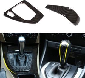 img 1 attached to 🚗 Eiseng Car Carbon Fiber Gear Shift Box Control Panel Frame Cover Trim and Gear Shift Knob Head Trim for 3 Series E90 E92 E93 2006-2011 - High Quality Carbon Fiber Accessories