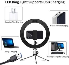 img 1 attached to 10-inch Dimmable LED Selfie Ring Light with Tripod Stand, Phone Holder, and Desktop Camera Lighting - Ideal for Makeup, Live Streaming, YouTube Videos, and Photography