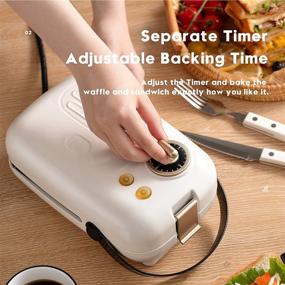 img 2 attached to Auertech Mini Waffle Maker and Sandwich Maker with Adjustable Timer - 2-in-1 Panini Press Grill, 650W, Non-stick Plates, Indicator Lights, Cool Touch Handle (White)