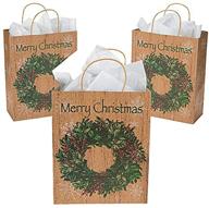 large holiday wreath handles paper logo