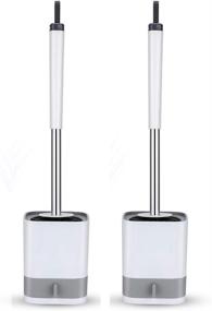 img 4 attached to 🚽 White Wall-Mounted Toilet Brush and Holder Set with Soft Bristles, Removable Drawer and Diatom Mud Pad - 2 Pack