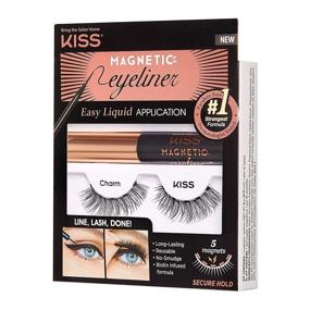 img 3 attached to 👁️ KISS Magnetic Eyeliner &amp; Lash Kit, Charm: 1 Pair of Synthetic False Eyelashes With Strong Magnets & Smudge Proof Biotin Infused Black Magnetic Eyeliner - Precision Tip Brush Included