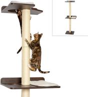 petfusion ultimate cat climbing tower & activity tree - tall sisal scratching posts, modern wall mounted furniture, espresso finish - 1 yr warranty logo