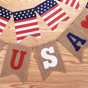 img 3 attached to 🎆 Premium 4th of July Decorations: 2-Pack American Patriotic Party Supplies - Burlap Love USA & US Flag Bunting Banner - Festive Fourth of July Patriotic Decor