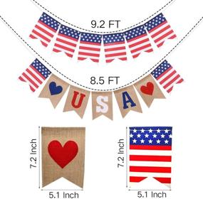 img 2 attached to 🎆 Premium 4th of July Decorations: 2-Pack American Patriotic Party Supplies - Burlap Love USA & US Flag Bunting Banner - Festive Fourth of July Patriotic Decor