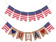 🎆 premium 4th of july decorations: 2-pack american patriotic party supplies - burlap love usa & us flag bunting banner - festive fourth of july patriotic decor logo