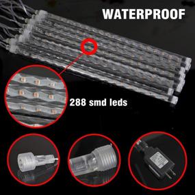 img 2 attached to 🌠 FUNPENY Meteor Shower Rain Lights: Mesmerizing 288 LED Christmas Icicle Snow Falling Lights in Blue for Outdoor Holiday Decorations