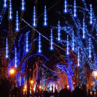 🌠 funpeny meteor shower rain lights: mesmerizing 288 led christmas icicle snow falling lights in blue for outdoor holiday decorations логотип