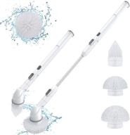 kkuyi cordless electric spin scrubber - upgraded power brush for tub, tile, and floor cleaning - superior 360 power cleaner with 3 interchangeable brush heads and 1 extension arm - perfect for kitchen, bathroom (white) logo