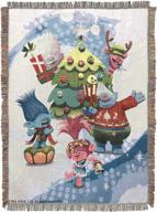 🧶 trolls holiday time woven tapestry throw blanket by universal studios - multi color, 48" x 60 logo