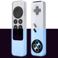 чехол elago r4 retro для siri remote 2-го поколения 2021 года apple tv - стиль классического контроллера [нефункциональный], синий светящийся в ночной темноте, с карабином и полным доступом ко всем функциям логотип