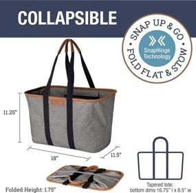 img 3 attached to 🛍️ 30L SnapBasket LUXE - Reusable Collapsible Durable Grocery Shopping Bag - Heavy Duty Large Tote, Heather Grey - CleverMade