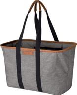 🛍️ 30l snapbasket luxe - reusable collapsible durable grocery shopping bag - heavy duty large tote, heather grey - clevermade logo