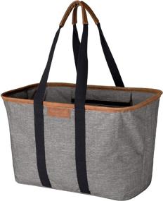 img 4 attached to 🛍️ 30L SnapBasket LUXE - Reusable Collapsible Durable Grocery Shopping Bag - Heavy Duty Large Tote, Heather Grey - CleverMade