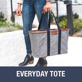 img 1 attached to 🛍️ 30L SnapBasket LUXE - Reusable Collapsible Durable Grocery Shopping Bag - Heavy Duty Large Tote, Heather Grey - CleverMade