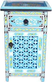 img 1 attached to 🔵 Arabian Style Handpainted Moroccan Nightstand Table in Blue