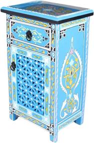 img 2 attached to 🔵 Arabian Style Handpainted Moroccan Nightstand Table in Blue