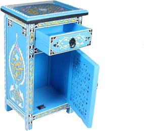 img 3 attached to 🔵 Arabian Style Handpainted Moroccan Nightstand Table in Blue