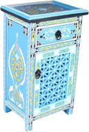 🔵 arabian style handpainted moroccan nightstand table in blue логотип